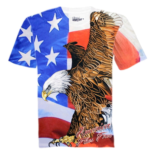 Mens Big and Tall Eagle with Stars Graphic T-Shirt 